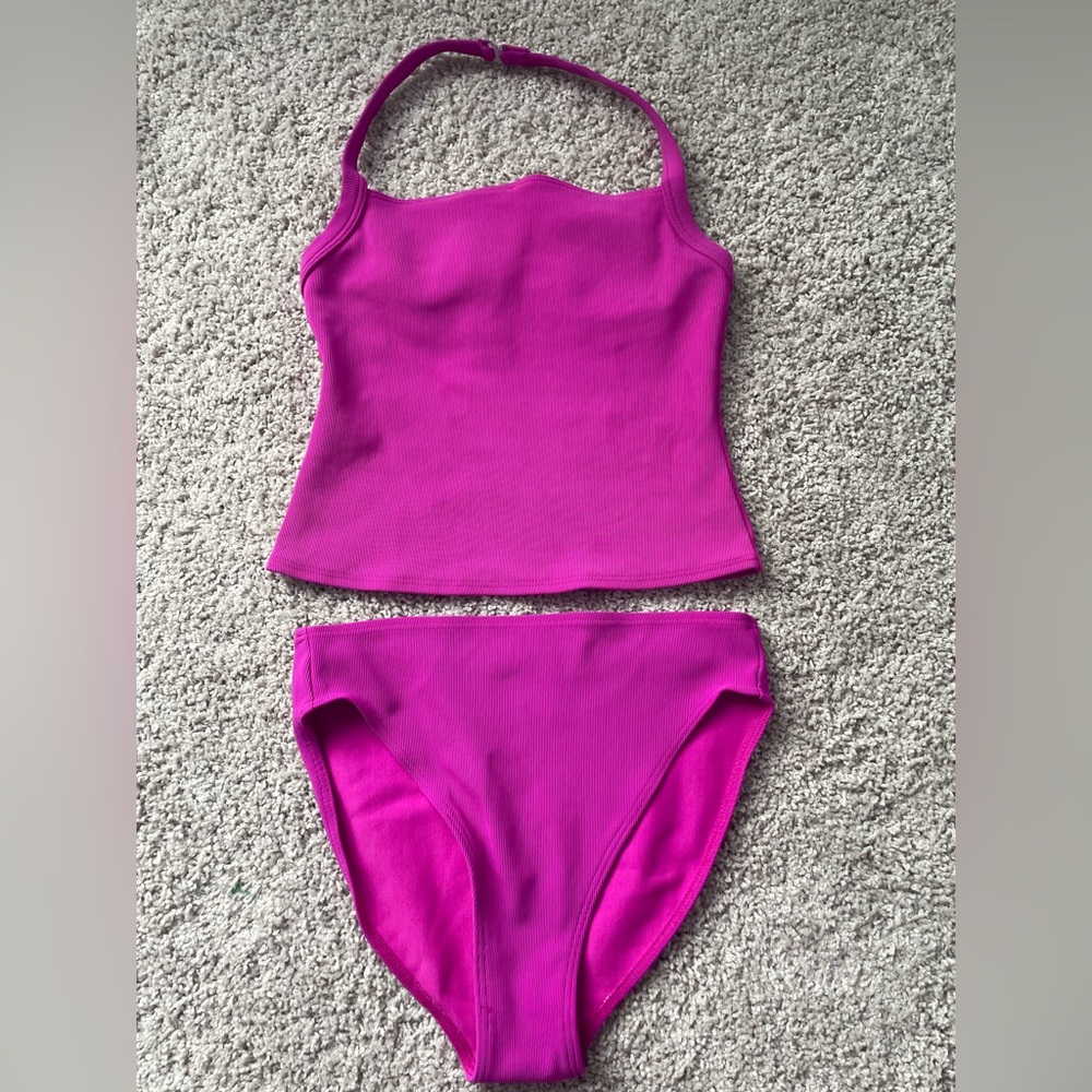 Land’s End Halter Tankini Size 10 Pink Fuchsia